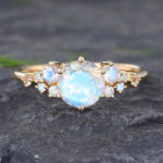 Pattiring Unique Moonstone Yellow Gold Engagement Ring
