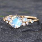 Pattiring Unique Moonstone Yellow Gold Engagement Ring