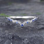 Pattiring Blue Sapphire Filigree Wedding Band White Gold Anniversary Band
