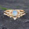 Pattiring Unique Opal Yellow Gold Engagement Ring Set