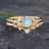 Pattiring Unique Opal Yellow Gold Engagement Ring Set