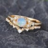 Pattiring Unique Opal Yellow Gold Engagement Ring Set