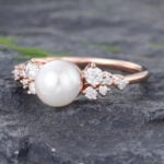Pattiring Unique Pearl Rose Gold Engagement Ring