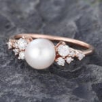 Pattiring Unique Pearl Rose Gold Engagement Ring