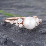 Pattiring Unique Pearl Rose Gold Engagement Ring