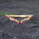 Pattiring 14K Yellow Gold Diamond and Ruby Wedding Ring