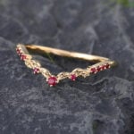 Pattiring Unique Ruby Yellow Gold Curved Wedding Band
