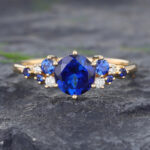 Pattiring Unique Sapphire Yellow Gold Engagement Ring