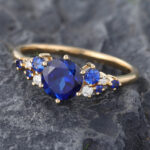 Pattiring Unique Sapphire Yellow Gold Engagement Ring