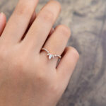 Pattiring Vintage Marquise Cut Moissanite Rose Gold Curved Wedding Band