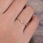 Pattiring Vintage Moissanite Rose Gold Curved Wedding Band