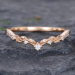 Pattiring Vintage Moissanite Rose Gold Curved Wedding Band