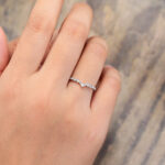 Pattiring Vintage Moissanite White Gold Curved Wedding Band