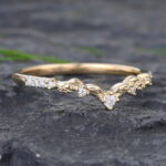Pattiring Vintage Moissanite Yellow Gold Curved Wedding Band