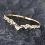 Pattiring Vintage Moissanite Yellow Gold Curved Wedding Band
