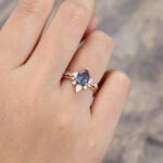 Pattiring Vintage Pear Shaped Alexandrite Rose Gold Engagement Ring Set