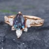 Pattiring Vintage Pear Shaped Alexandrite Rose Gold Engagement Ring Set