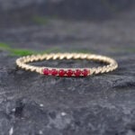 Pattiring Yellow Gold Vintage Ruby Twisted Wedding Band for Women