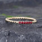 Pattiring Vintage Ruby Yellow Gold Twisted Wedding Band