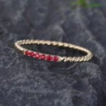 Pattiring Vintage Ruby Yellow Gold Twisted Wedding Band
