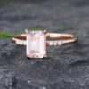 Pattiring Emerald Cut Morganite Rose Gold Engagement Ring -2