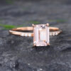 Pattiring Emerald Cut Morganite Rose Gold Engagement Ring -3