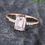 Pattiring Emerald Cut Morganite Rose Gold Engagement Ring -4