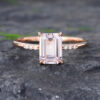 Pattiring Emerald Cut Morganite Rose Gold Engagement Ring