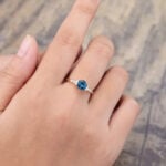 Pattiring Hexagon Cut London Blue Topaz Yellow Gold Engagement Ring -1