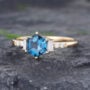 Pattiring Hexagon Cut London Blue Topaz Yellow Gold Engagement Ring -2