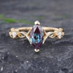 Pattiring Yellow Gold Marquise Alexandrite Engagement Ring for Women