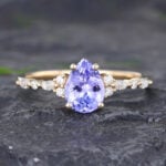 Pattiring Pear Shaped Tanzanite Yellow Gold Engagement Ring