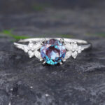Pattiring White Gold Art Deco Alexandrite Engagement Ring