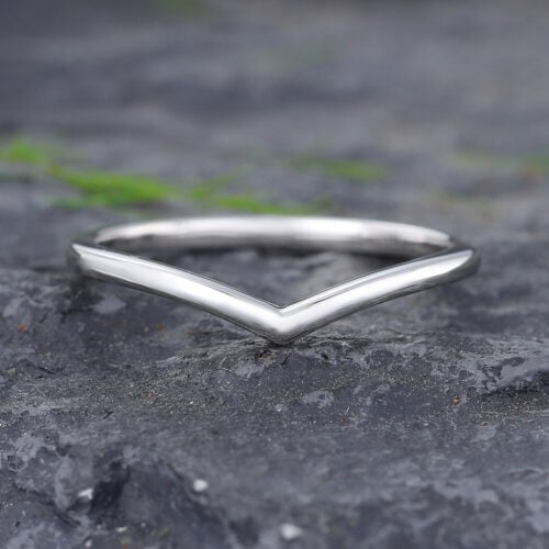 Simple White Gold Curved Wedding Band for Women