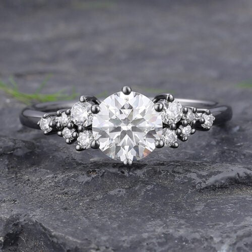 Black Gold 1 Carat Moissanite Engagement Ring For Women
