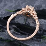 Pattiring Pear Shaped C&C Moissanite Rose Gold Diamond Filigree Engagement Ring 4