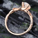 Pattiring Pear Shaped C&C Moissanite Rose Gold Twig Diamond Engagement Ring 2