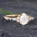 Pattiring Pear Shaped C&C Moissanite Solid Gold Marquise cut Diamond Engagement Ring 2