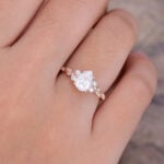 Pattiring Pear Shaped C&C Moissanite Rose Gold Diamond Filigree Engagement Ring 2