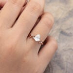 Pattiring Pear Shaped C&C Moissanite Rose Gold Twig Diamond Engagement Ring 1