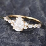 Pattiring Pear Shaped C&C Moissanite Solid Gold Marquise cut Diamond Engagement Ring 1
