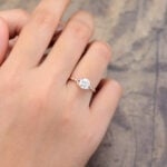 Pattiring Unique C&C Moissanite Rose Gold Milgrain Diamond Engagement Ring 1