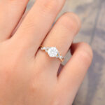 Pattiring Unique C&C Moissanite Solid Gold Milgrain Two Tone Diamond Engagement Ring 1