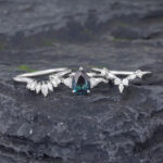 Pattiring 3pcs Pear Shaped Lab Alexandrite White Gold Engagement Ring Set 1