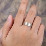 Pattiring 5MM Wide White Gold Solid Gold Brushed Wedding Ring 1