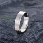 Pattiring 5MM Wide White Gold Solid Gold Brushed Wedding Ring 2