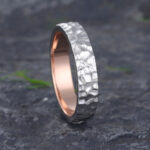 Pattiring 5MM Wide White Gold Two Tone Ring Hammered Effect Wedding Ring 1