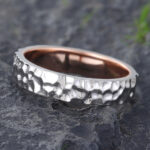 Pattiring 5MM Wide White Gold Two Tone Ring Hammered Effect Wedding Ring 3
