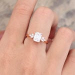 Pattiring Emerald Cut C&C Moissanite Rose Gold Marquise Cut Diamond Engagement Ring 1