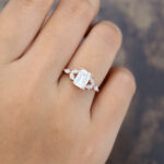 Pattiring Emerald Cut C&C Moissanite Rose Gold Marquise Cut Diamond Engagement Ring 1